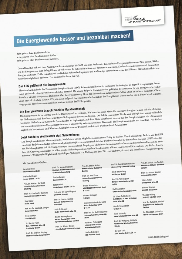 Oktober-Dezember 2012: Offener Brief an die Bundeskanzlerin